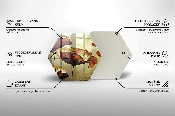 Chopping board glass Painted boho flowers