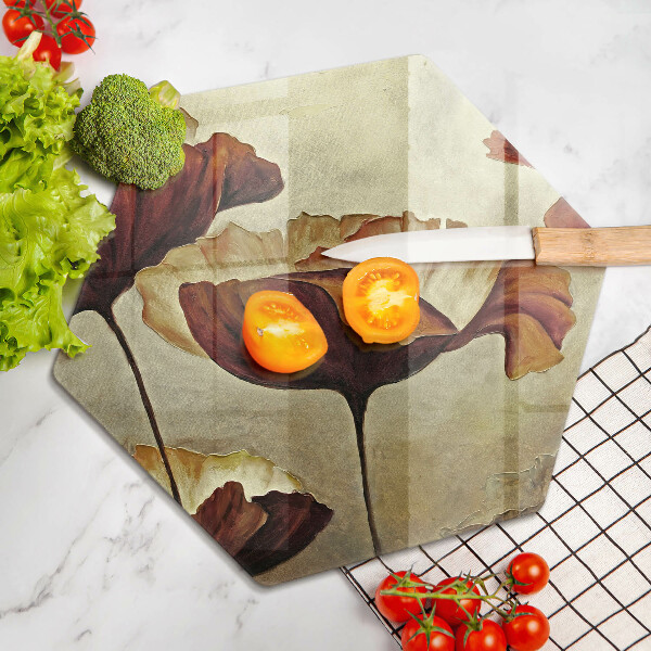 Chopping board glass Painted boho flowers