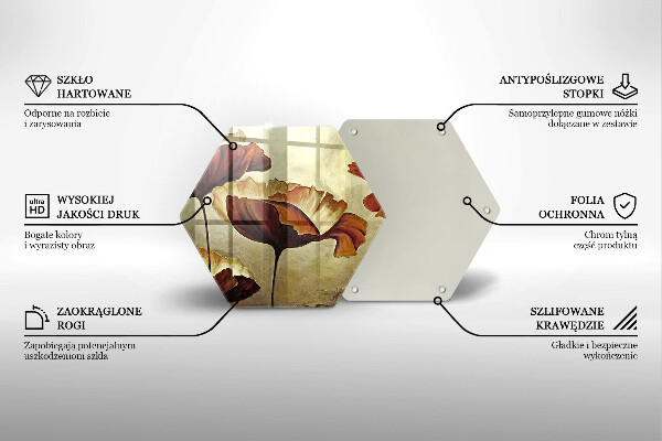 Chopping board glass Painted boho flowers