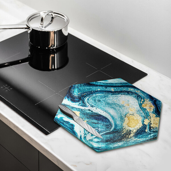 Chopping board Blue abstraction gold