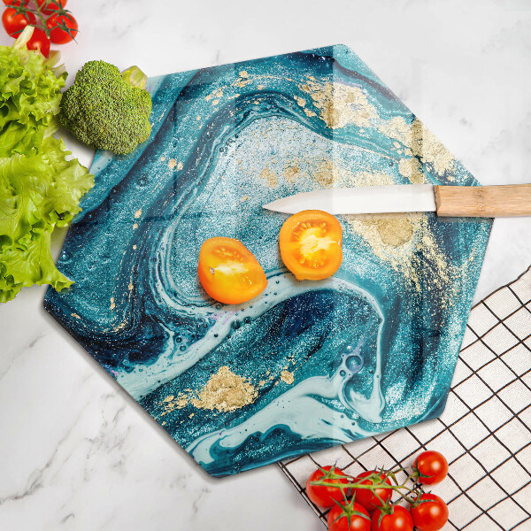 Chopping board Blue abstraction gold