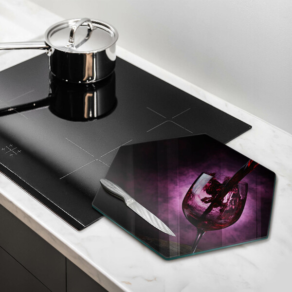 Chopping board glass A glass of wine