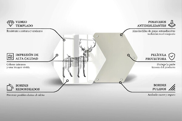 Chopping board glass Illustration of deer and forest