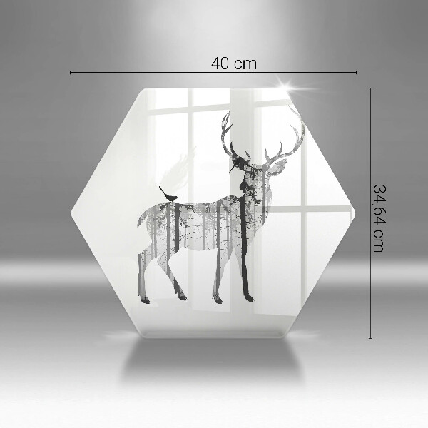 Chopping board glass Illustration of deer and forest