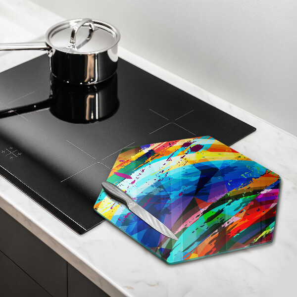 Glass chopping board Colorful paint stains