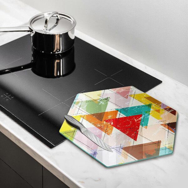 Glass chopping board Painted triangles