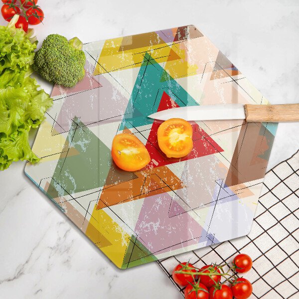 Glass chopping board Painted triangles