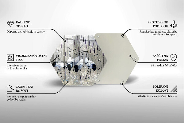 Glass chopping board Japanese cranes