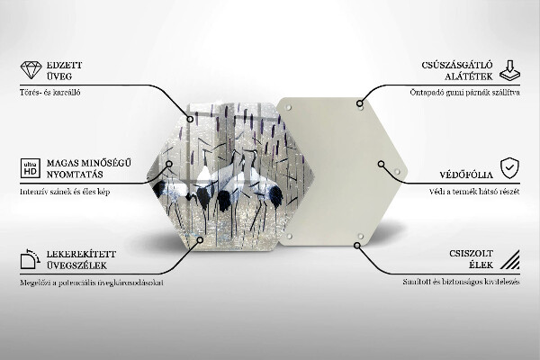 Glass chopping board Japanese cranes