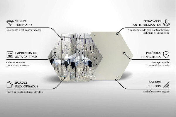 Glass chopping board Japanese cranes