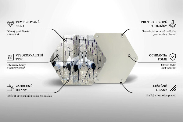 Glass chopping board Japanese cranes