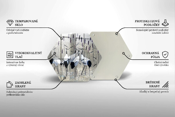 Glass chopping board Japanese cranes