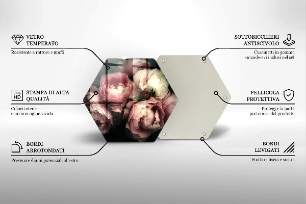 Chopping board Peony flowers