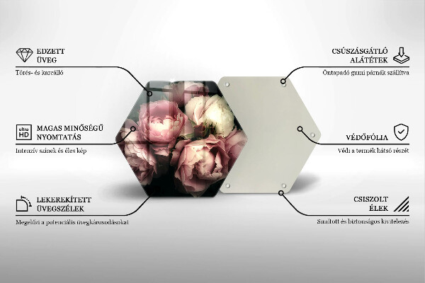 Chopping board Peony flowers