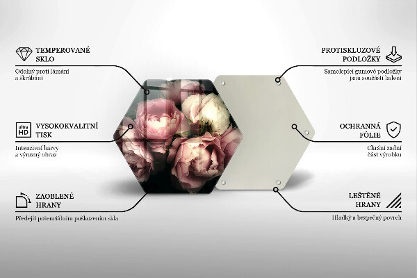 Chopping board Peony flowers