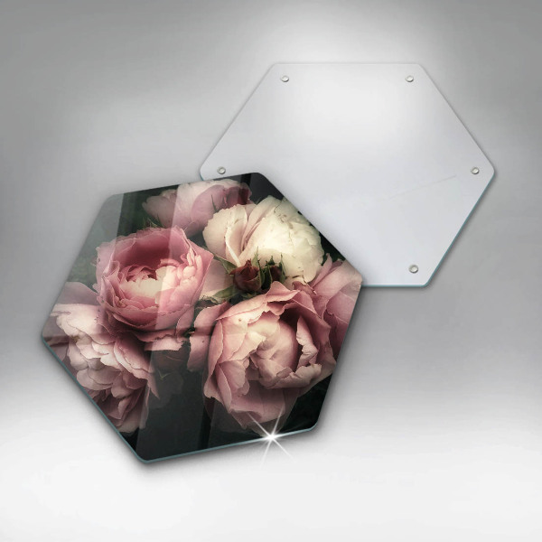 Chopping board Peony flowers