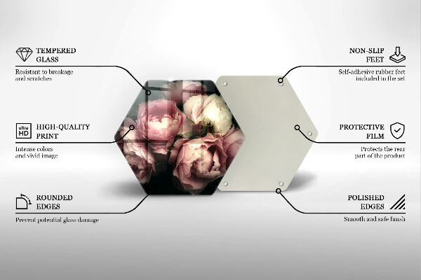 Chopping board Peony flowers