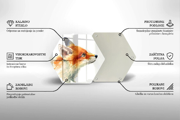 Glass worktop saver Painted fox