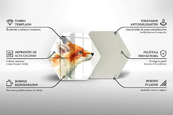 Glass worktop saver Painted fox