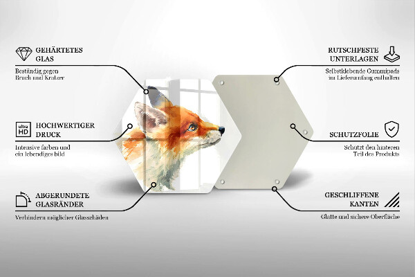 Glass worktop saver Painted fox