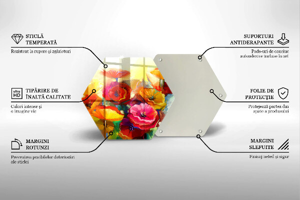 Glass worktop saver Painted colorful flowers