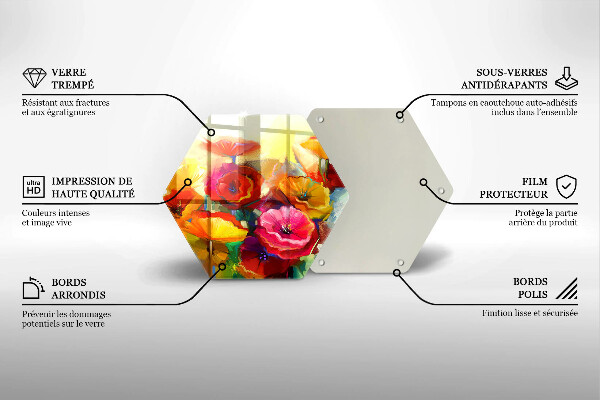 Glass worktop saver Painted colorful flowers