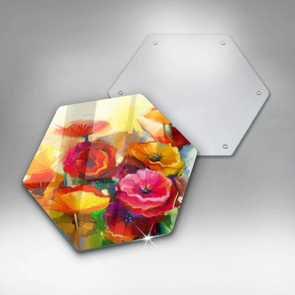 Glass worktop saver Painted colorful flowers