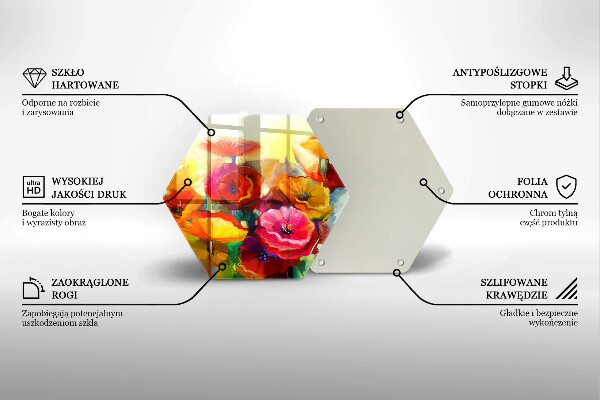 Glass worktop saver Painted colorful flowers