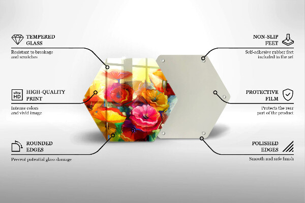 Glass worktop saver Painted colorful flowers