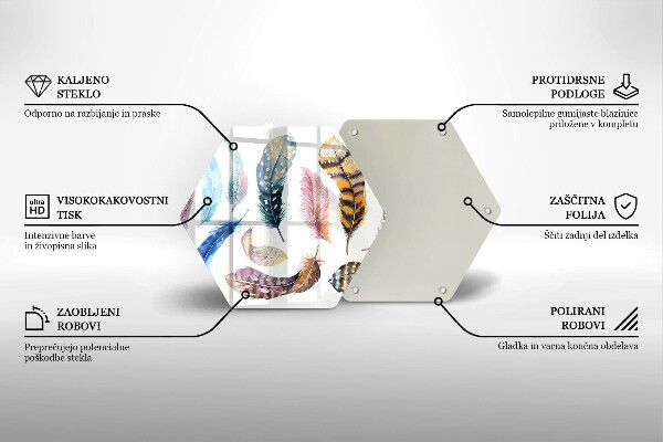 Glass worktop saver Colorful bird feathers