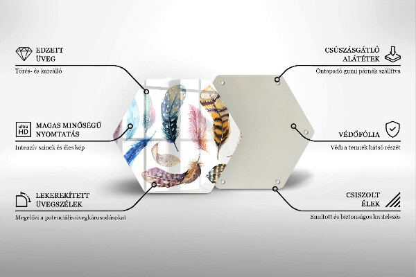 Glass worktop saver Colorful bird feathers