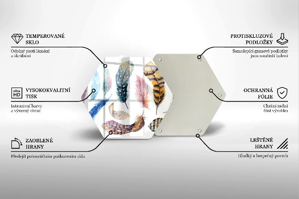 Glass worktop saver Colorful bird feathers