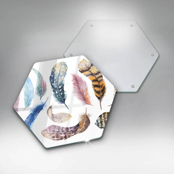 Glass worktop saver Colorful bird feathers