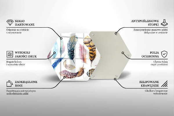 Glass worktop saver Colorful bird feathers