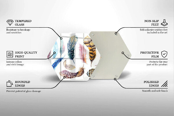 Glass worktop saver Colorful bird feathers