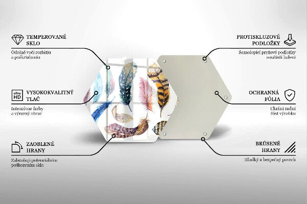 Glass worktop saver Colorful bird feathers