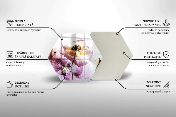 Glass worktop saver Delicate flowers