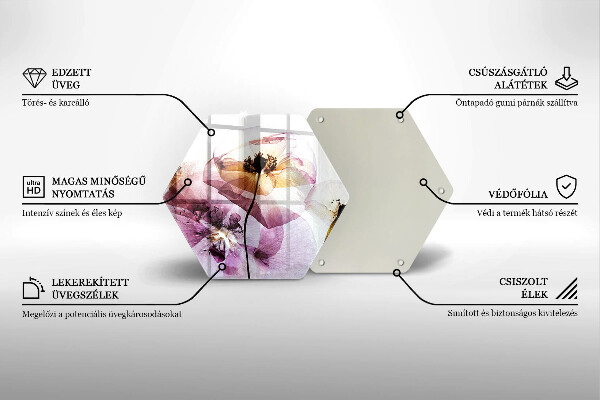 Glass worktop saver Delicate flowers