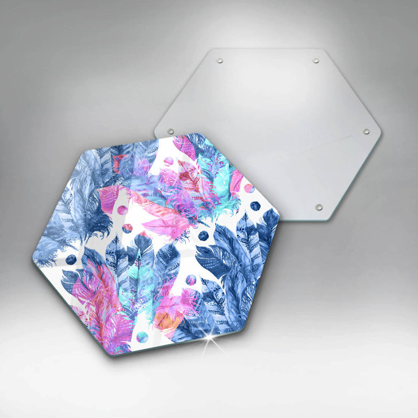 Chopping board Illustration of boho feathers