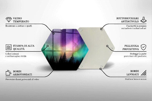 Glass kitchen board Aurora polar and forest