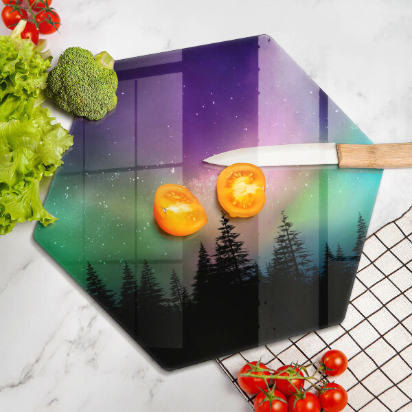 Glass kitchen board Aurora polar and forest