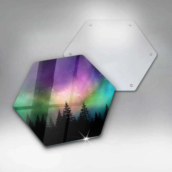 Glass kitchen board Aurora polar and forest