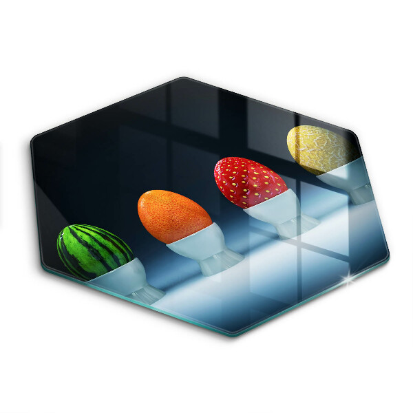 Chopping board glass Abstraction egg fruits