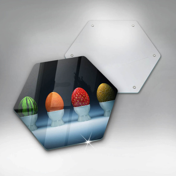 Chopping board glass Abstraction egg fruits