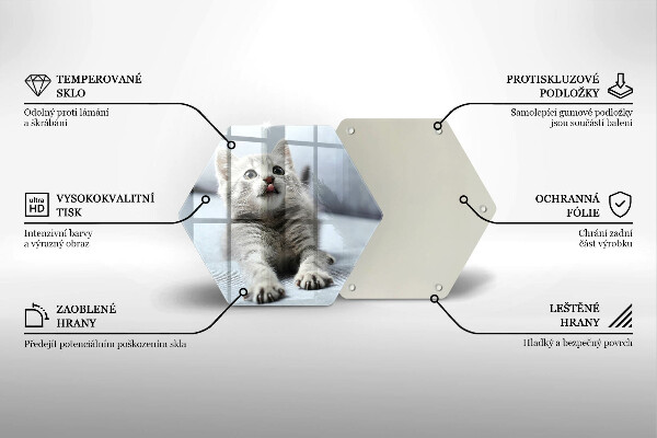 Chopping board glass Little cute kitty