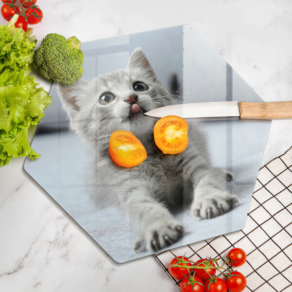 Chopping board glass Little cute kitty