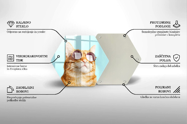 Glass worktop saver Rudy Cat with glasses