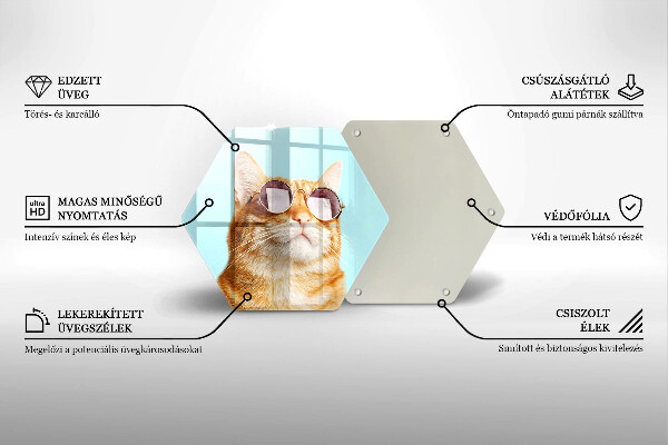 Glass worktop saver Rudy Cat with glasses