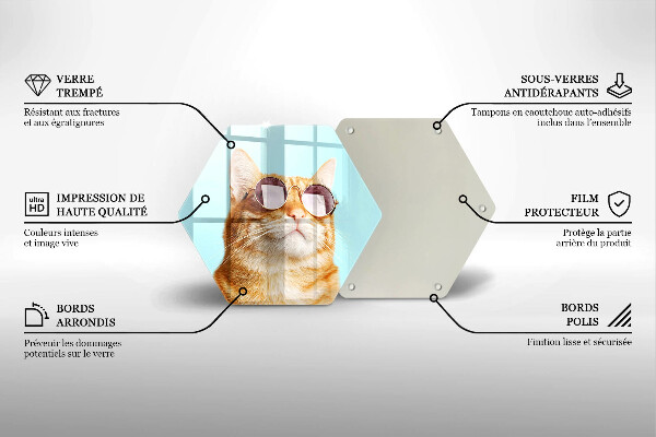 Glass worktop saver Rudy Cat with glasses