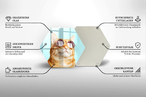 Glass worktop saver Rudy Cat with glasses